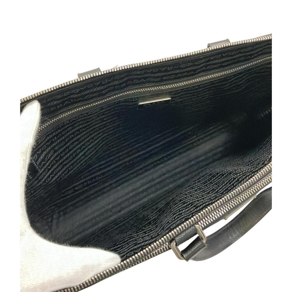 Prada Saffiano leather briefcase featuring front zip pockets - Picture 5 of 6